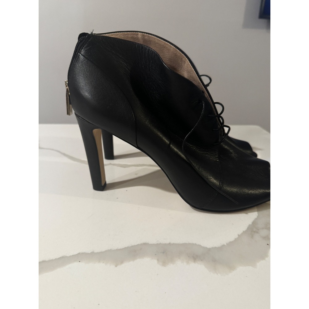 Louise et Cie Black Leather Peep Toe Lace Up Heeled Booties Size 42